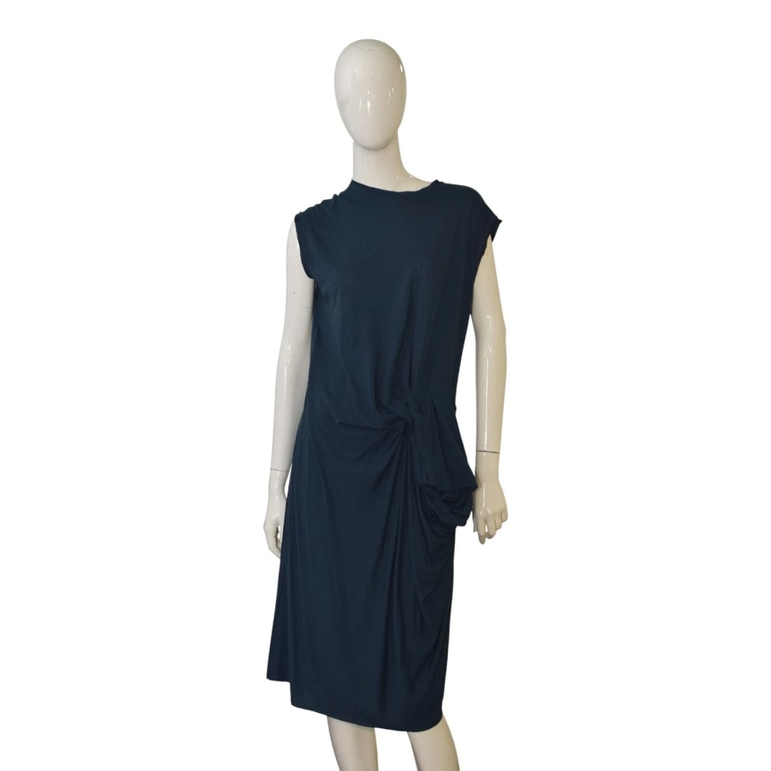Lanvin Paris Draped Jersey Midi Dress Navy Blue Sleeveless Asymmetric Zip Back S: Title:Lanvin Paris Draped Jersey Midi Dress Navy Blue Sleeveless Asymmetric Zip Back SDescription:Lanvin Paris Draped Jersey Midi Dress Navy Blue Sleeveless Asymmetric Zip Back S Elevate your