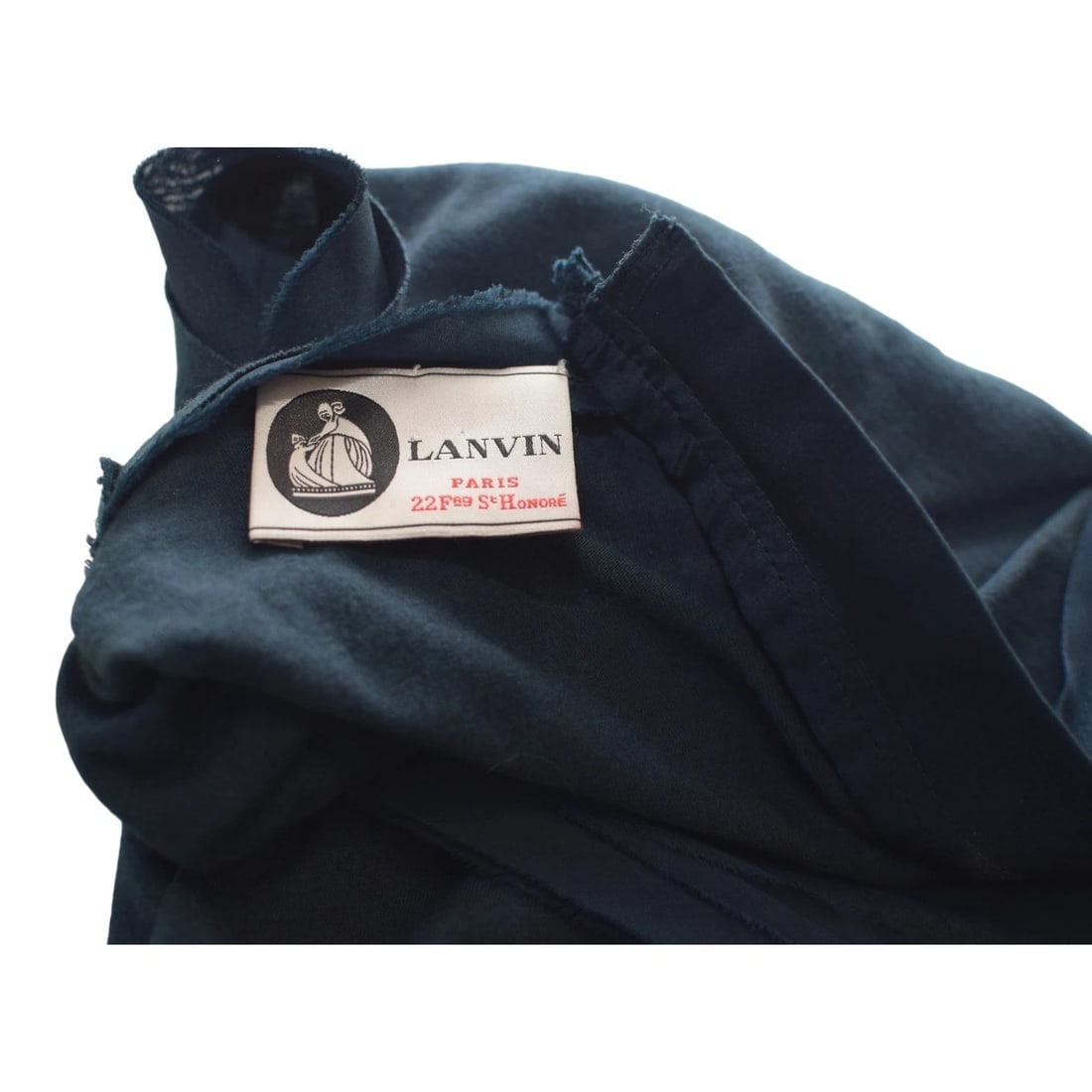 Lanvin Paris Draped Jersey Midi Dress Navy Blue Sleeveless Asymmetric Zip Back S - 3