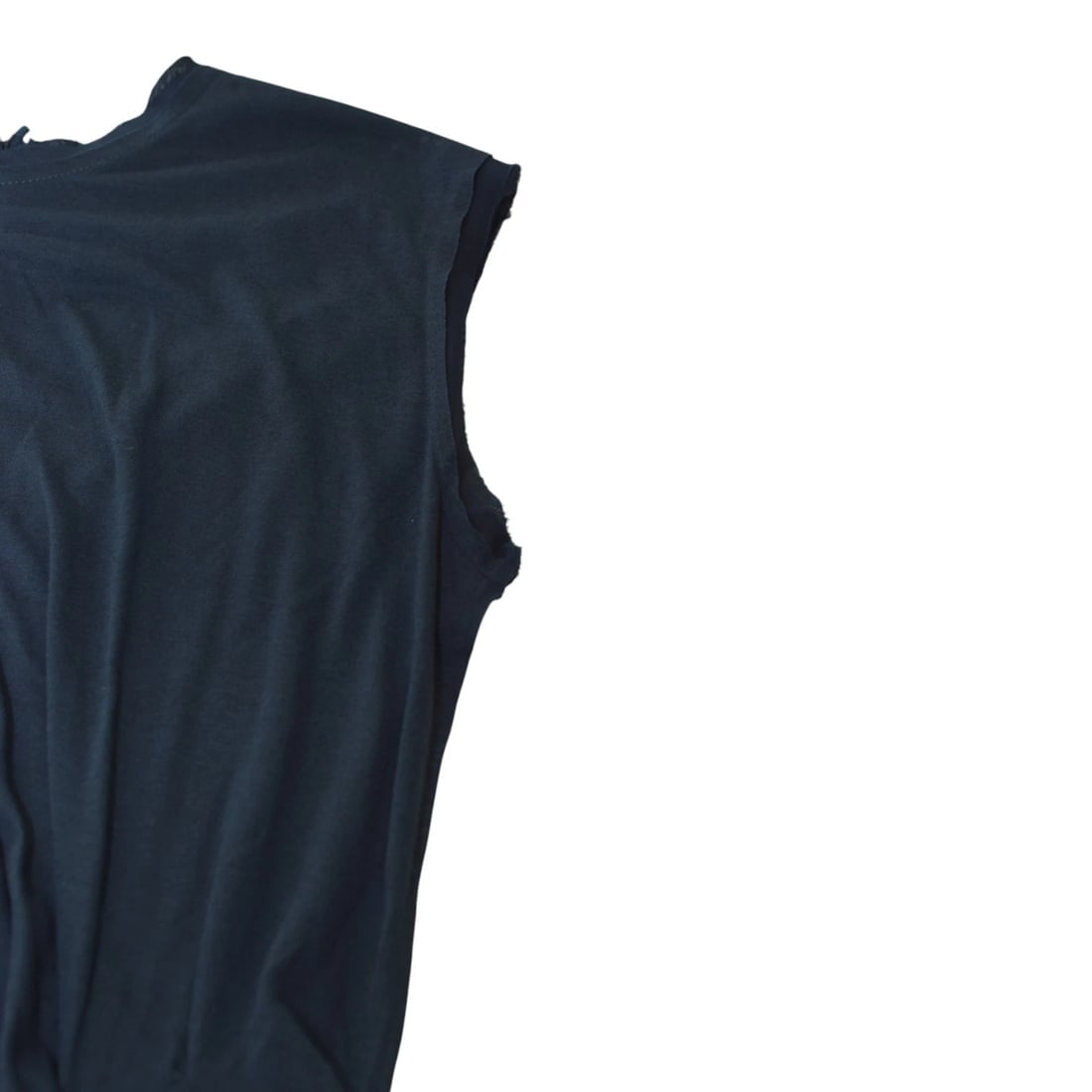 Lanvin Paris Draped Jersey Midi Dress Navy Blue Sleeveless Asymmetric Zip Back S - 4