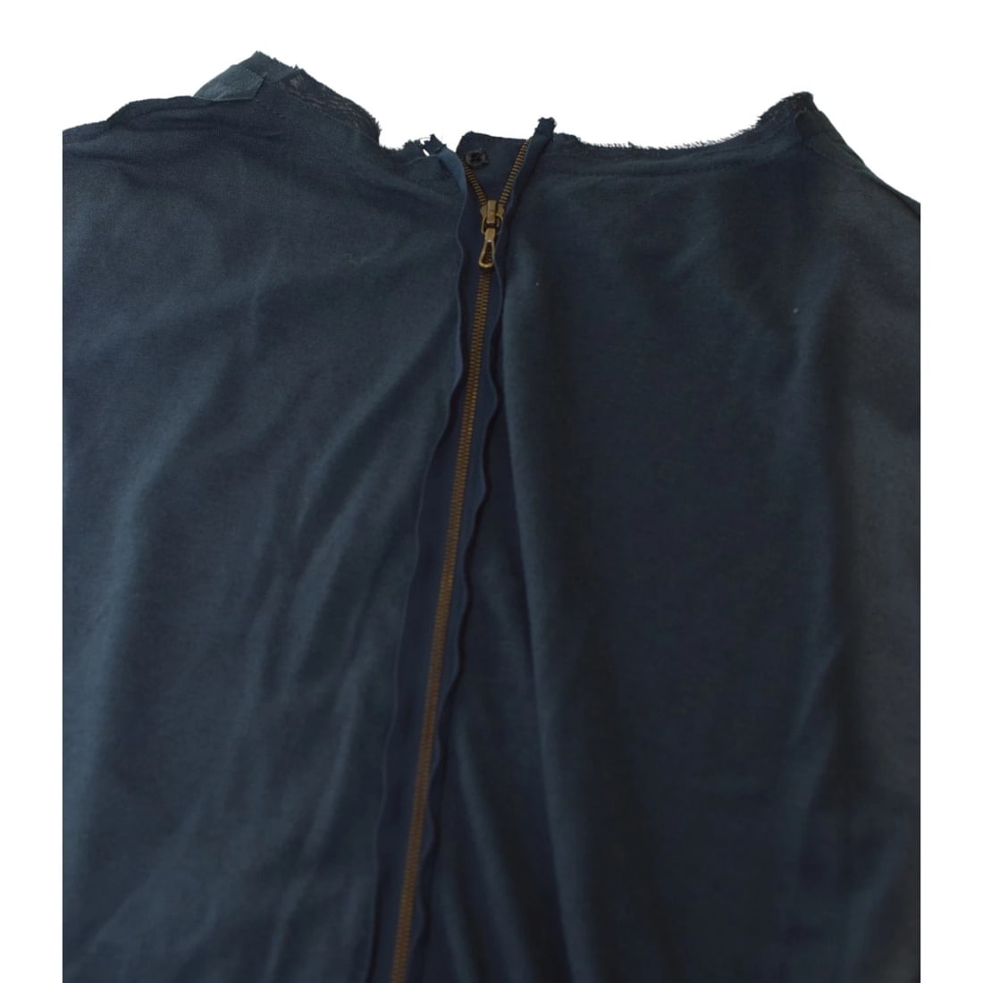 Lanvin Paris Draped Jersey Midi Dress Navy Blue Sleeveless Asymmetric Zip Back S - 7