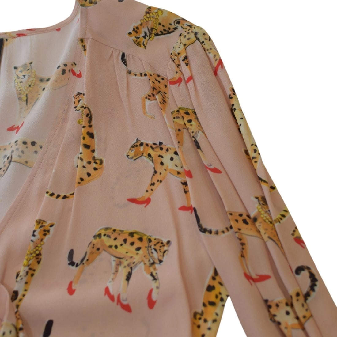 PINKO Made in Italy Leopard Print Tie-Front Blouse – Size IT 40 / US 4–6 - 7