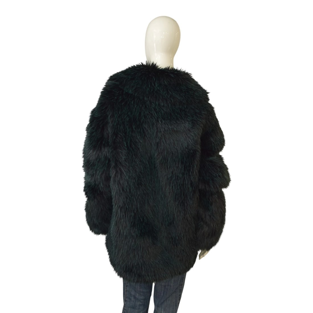 Michael Kors Faux Fur Double-breasted Dark Emerald Peacoat Unisex Size M - 2