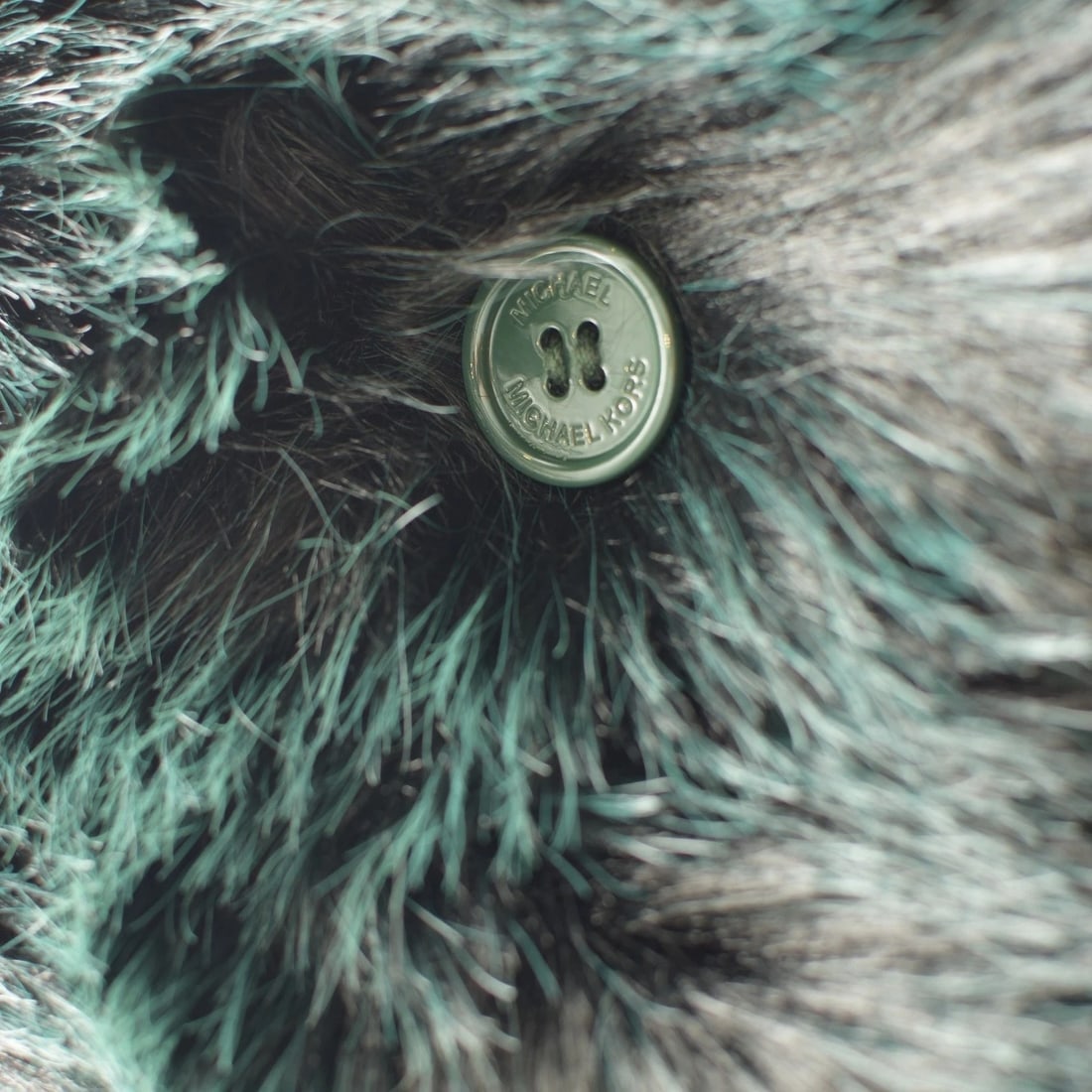 Michael Kors Faux Fur Double-breasted Dark Emerald Peacoat Unisex Size M - 6