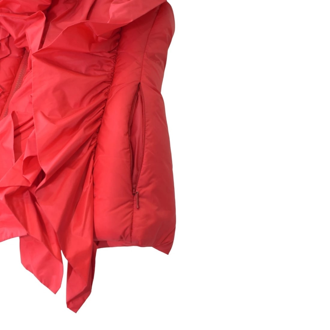 MONCLER Genius Mariane Gilet Ruffle Down Vest in Bright Red High Collar size 2 - 10