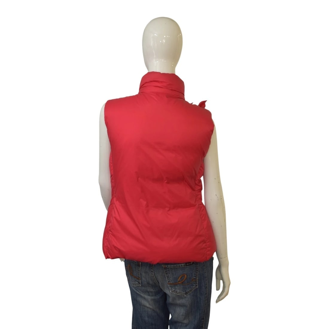 MONCLER Genius Mariane Gilet Ruffle Down Vest in Bright Red High Collar size 2 - 2