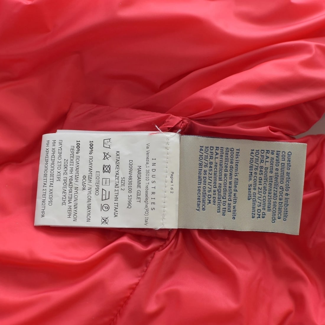 MONCLER Genius Mariane Gilet Ruffle Down Vest in Bright Red High Collar size 2 - 6