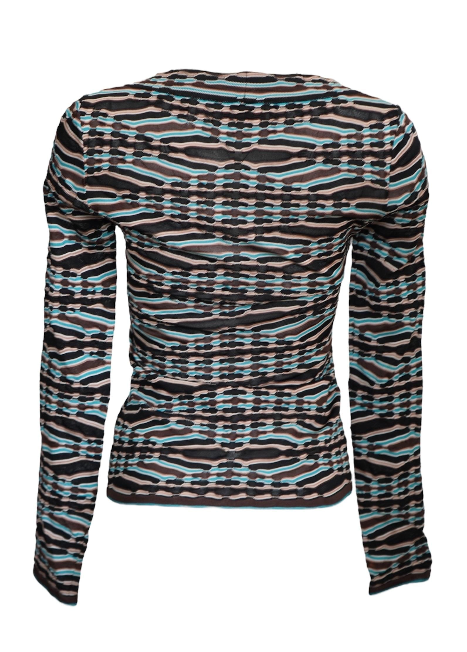 Missoni Multicolored Silk Rayon Long Sleeve Top - 14