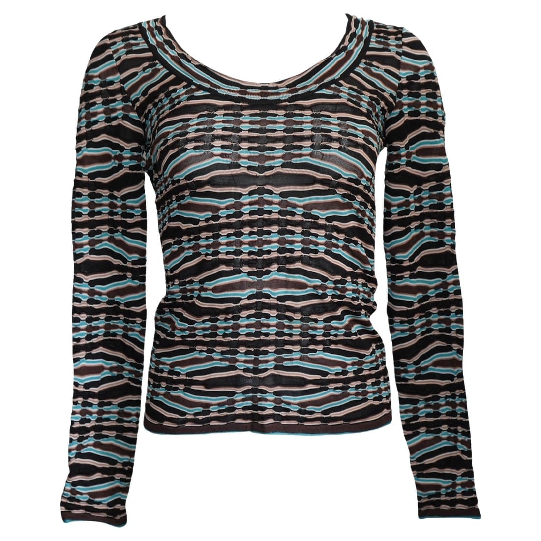 Missoni Multicolored Silk Rayon Long Sleeve Top - 16