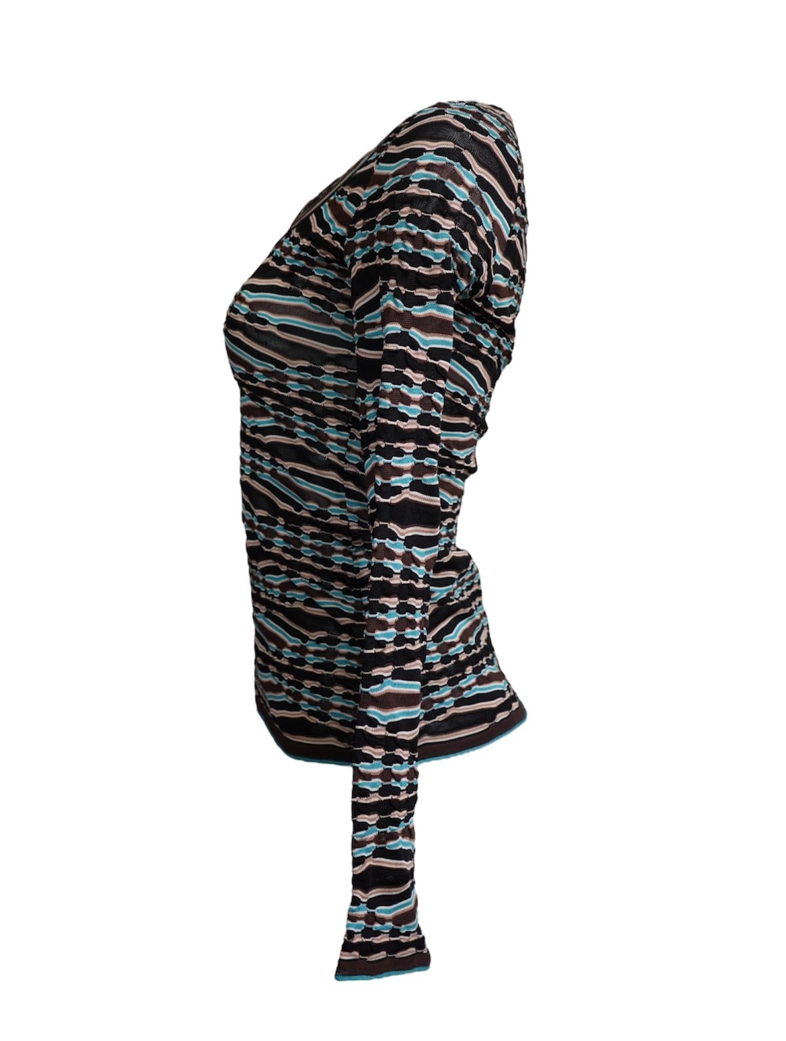 Missoni Multicolored Silk Rayon Long Sleeve Top - 6