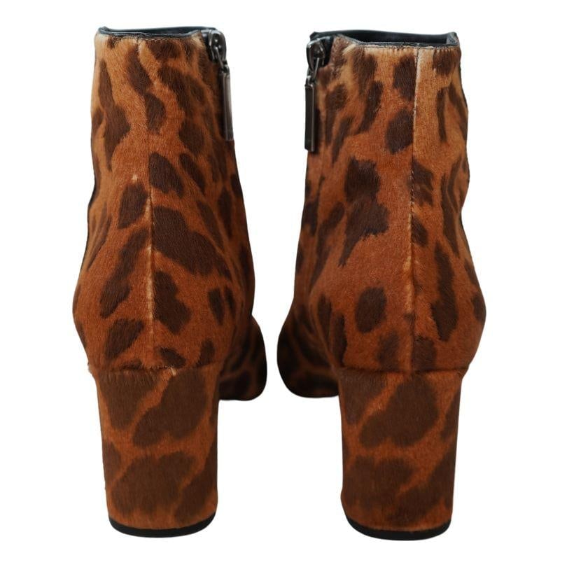 YSL pony-style calf skin leopard boots size 38.5 - 10