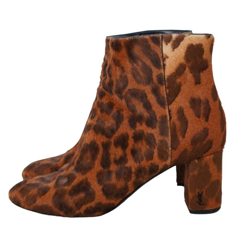 YSL pony-style calf skin leopard boots size 38.5 - 11