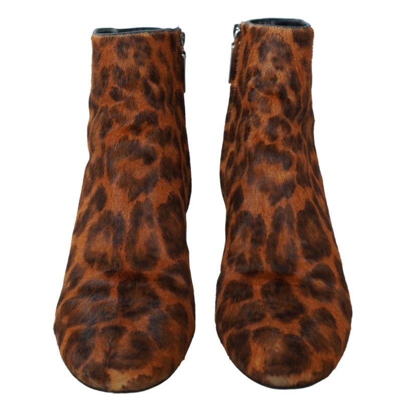 YSL pony-style calf skin leopard boots size 38.5 - 19