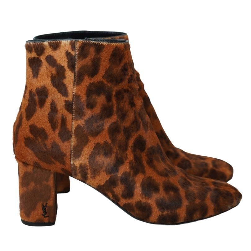 YSL pony-style calf skin leopard boots size 38.5 - 20