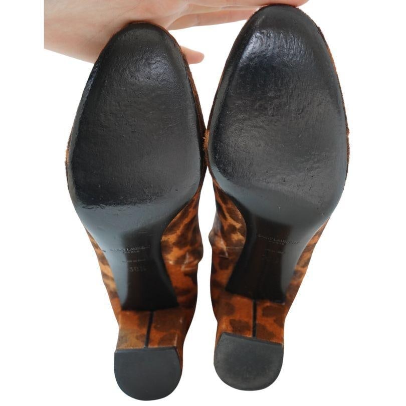 YSL pony-style calf skin leopard boots size 38.5 - 5