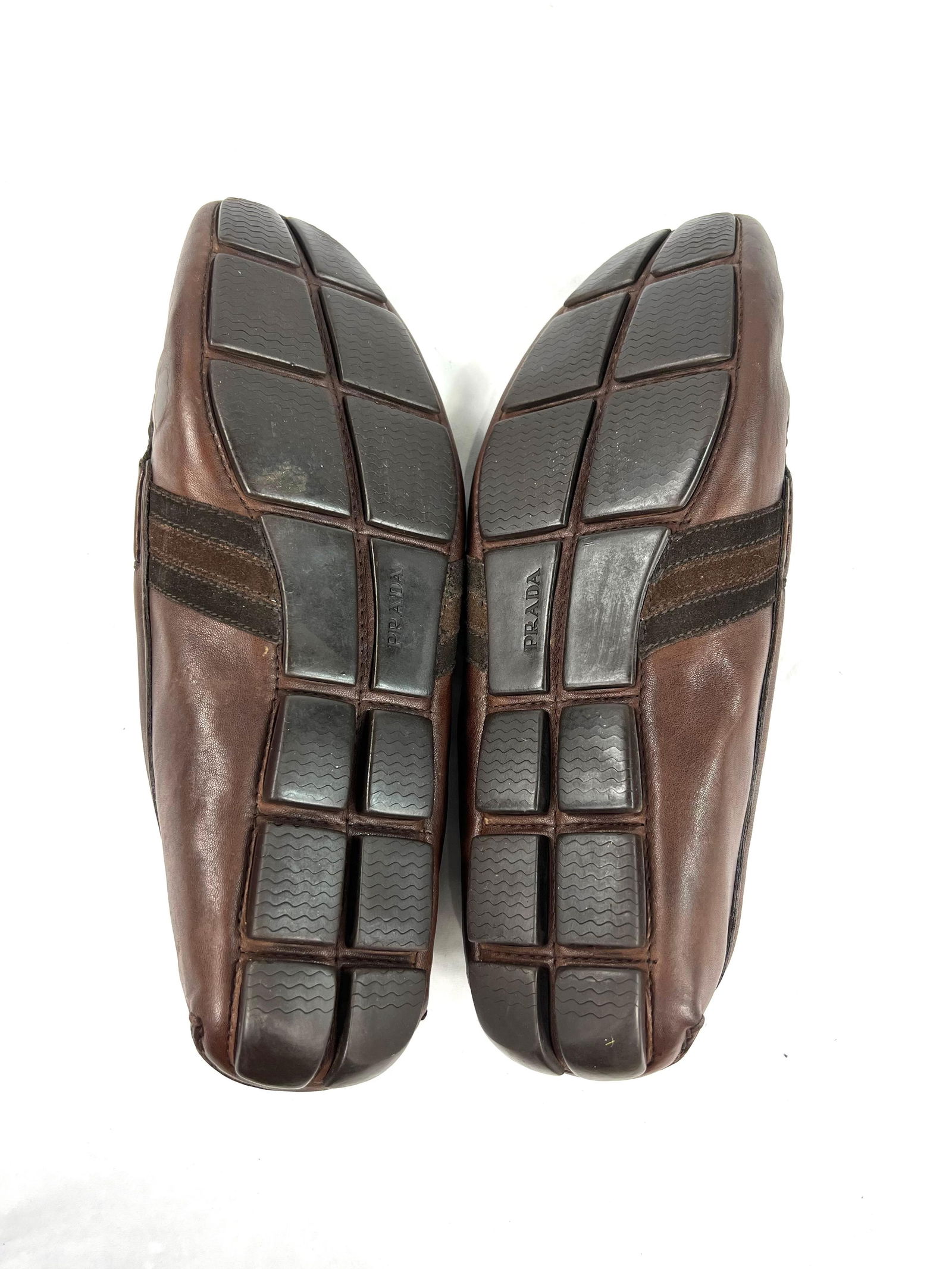 Prada Brown Leather Moccasins Flat Shoes, Size 11 - 4