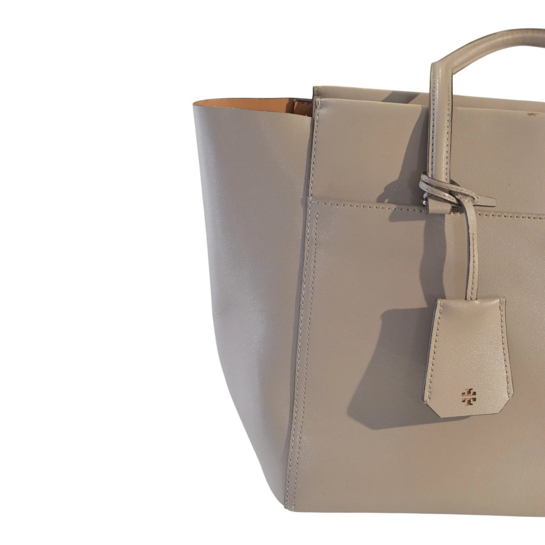 Tory Burch Parker Taupe Leather Tote Bag with Dust Bag Large Everyday Handbag - 7