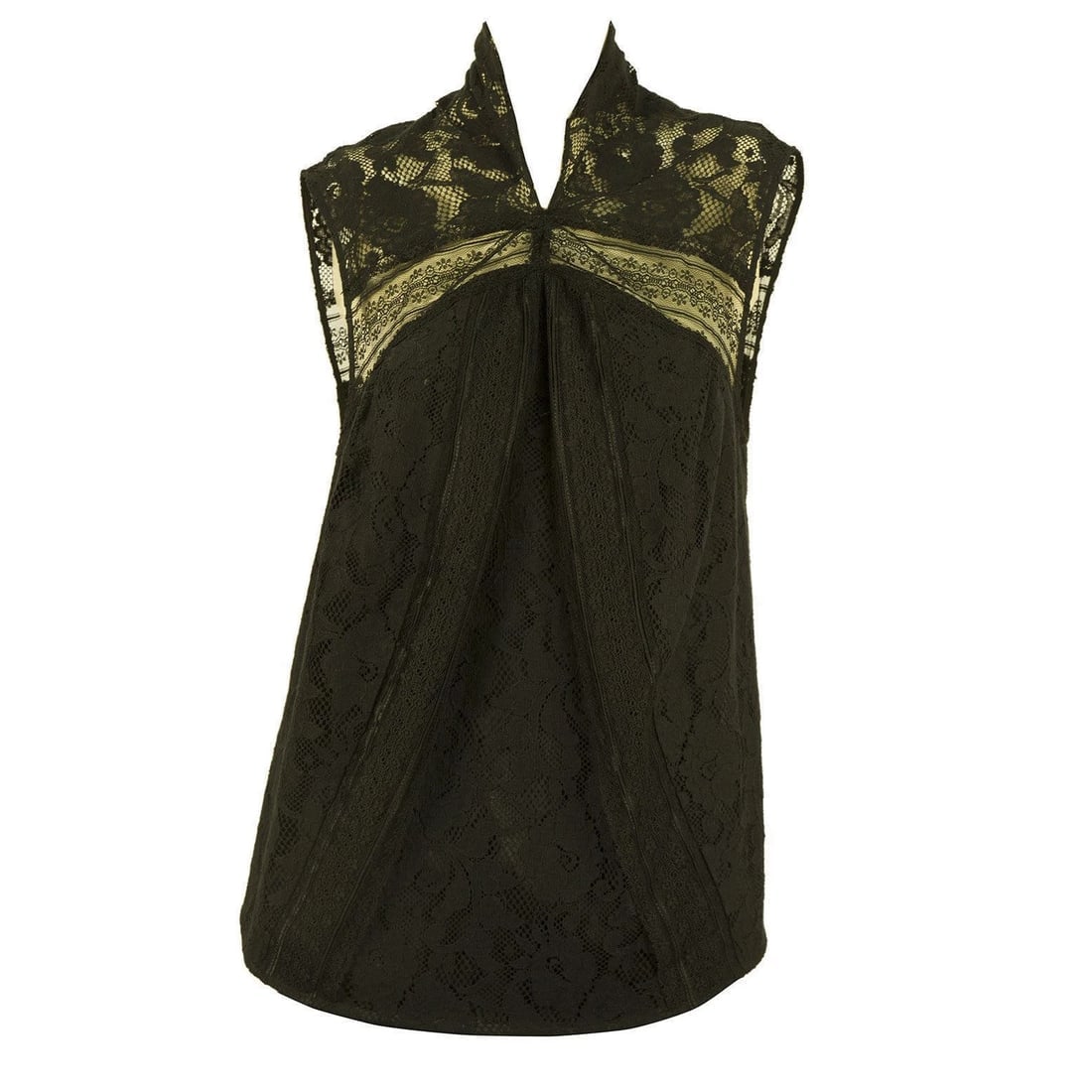 Z Spoke by Zac Posen Black Floral Lace Cotton Sleeveless Top Blouse size 8 - 5