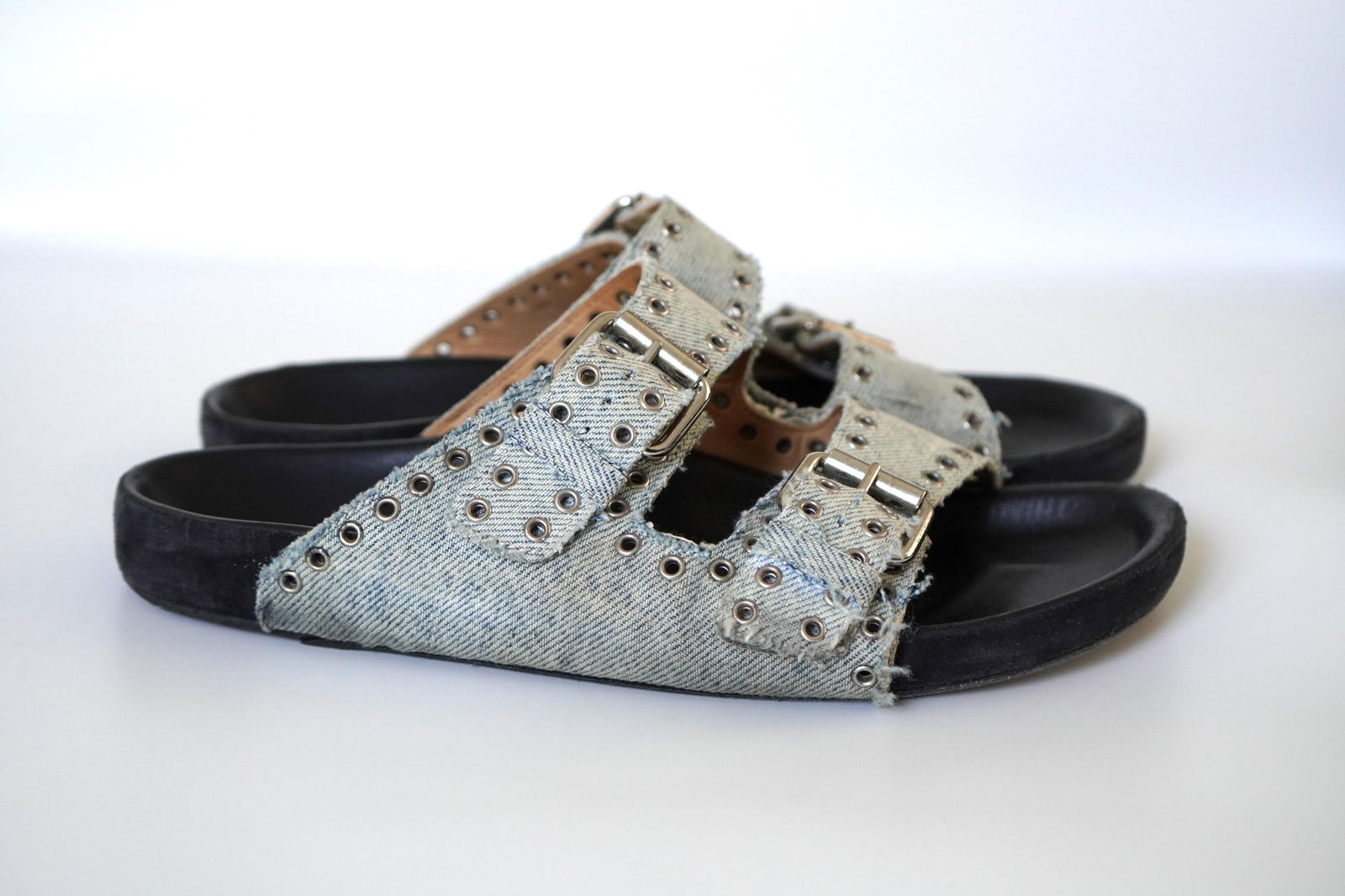 Isabel Marant Lennyo Denim Dual-buckle Sandals 39 - 3