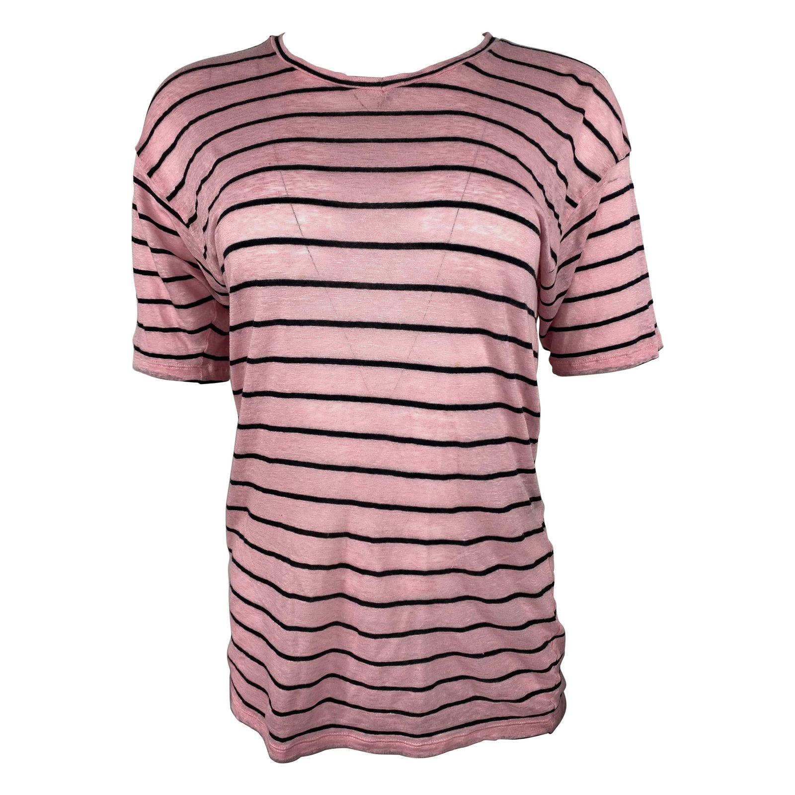 Isabel Marant Etoile Pink Striped T-Shirt, Size M: Product details: The t-shirt features linen and cotton blend, striped patter, crew neck line and shirt sleeves. Reserve: $232.00 Shipping:Domestic: Flat-rate of $85.99 to anywhere within