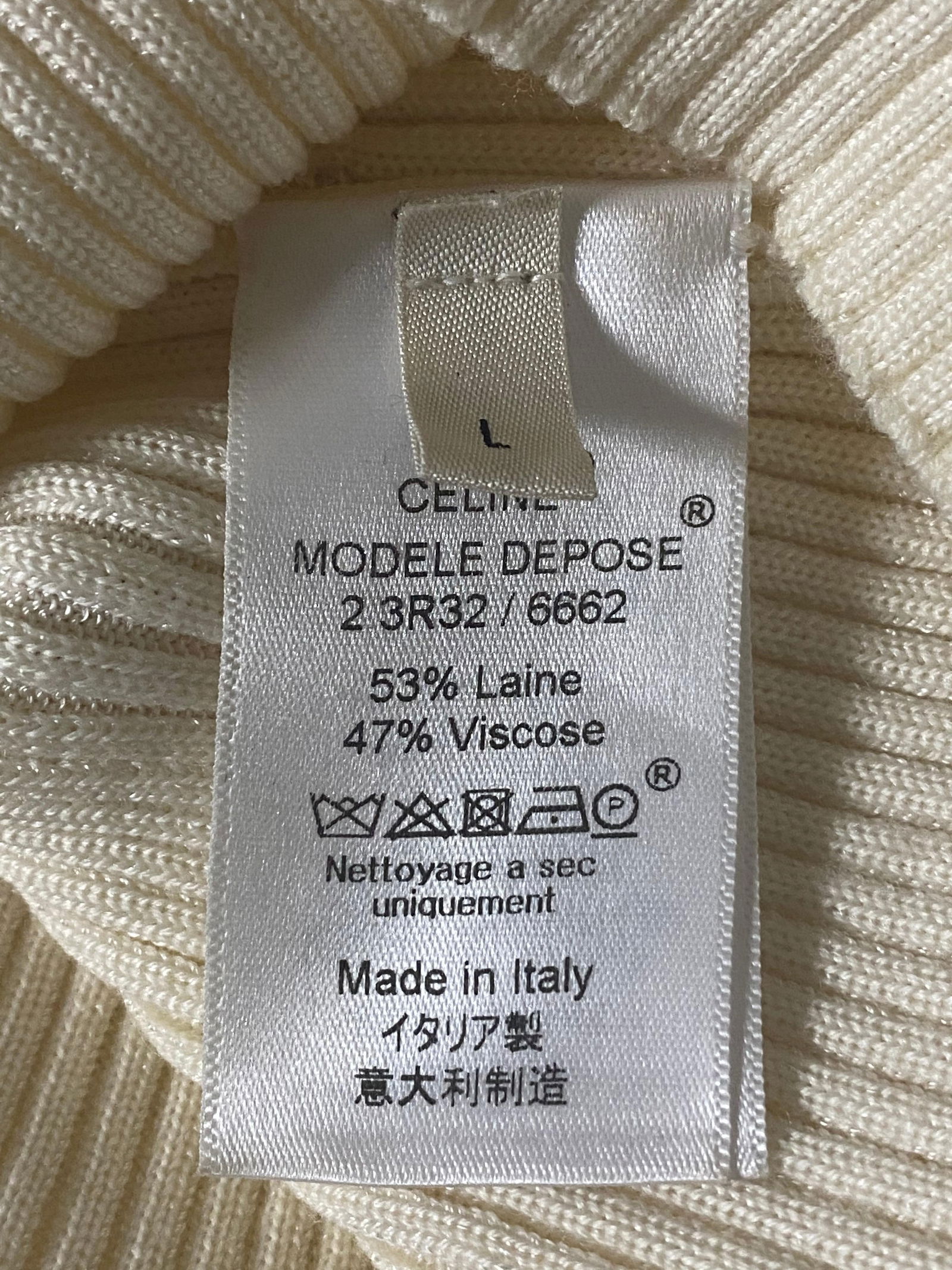 CELINE Cream/ Ivory Knit Top, Size Large - 15