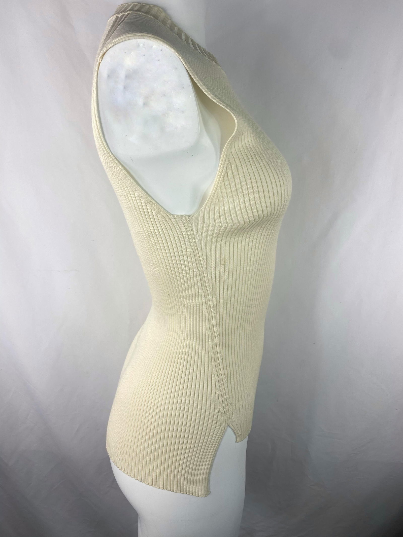 CELINE Cream/ Ivory Knit Top, Size Large - 17