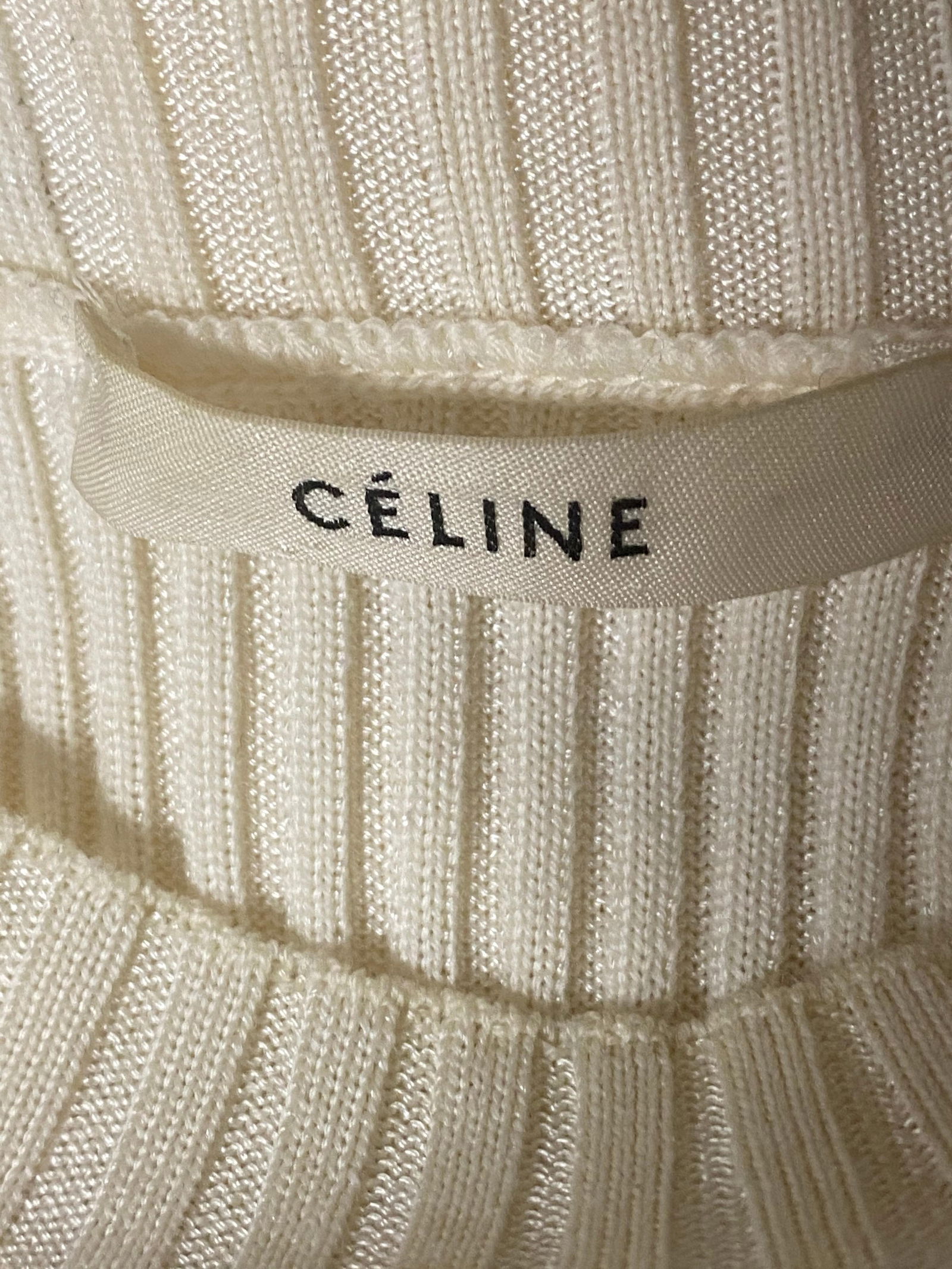 CELINE Cream/ Ivory Knit Top, Size Large - 5