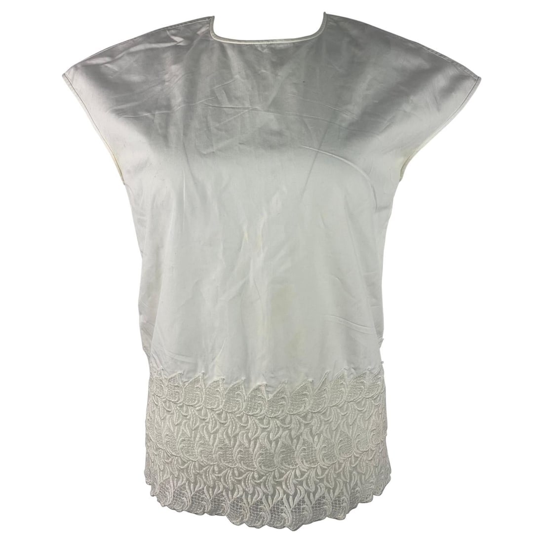Giambattista Valli White Cotton and Lace Top Blouse, Size 42 / S - 15