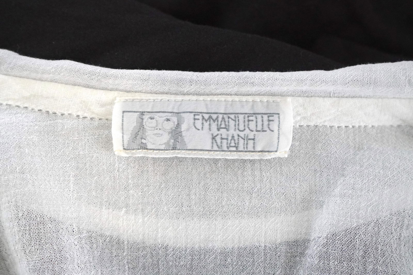 Vintage Emmanuelle Khanh White Linen Blouse RARE sz S - 6