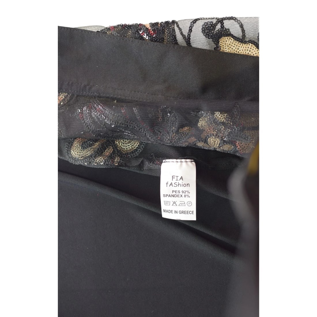 FIA Fashion Sheer Black Kimono Fringe Jacket – Floral Sequin Embroidery Size M/L - 4