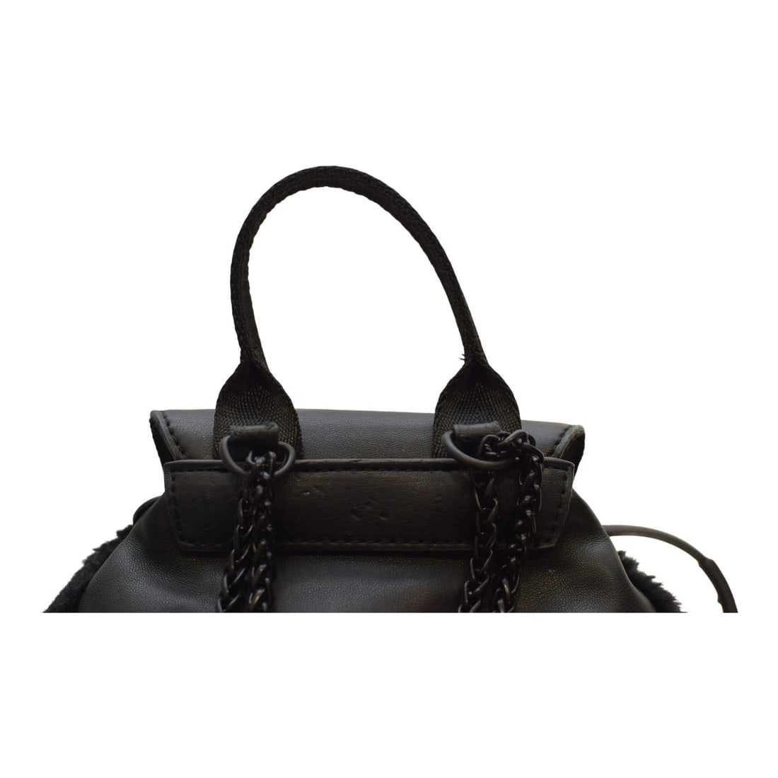 Kendall + Kylie Nikki mini backpack in black faux leather and faux fur - 11