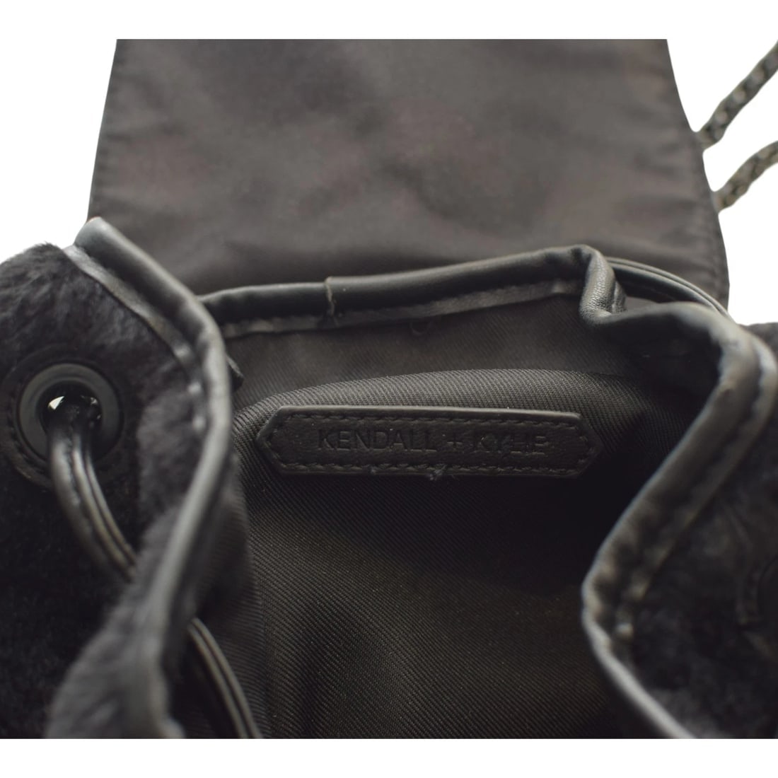 Kendall + Kylie Nikki mini backpack in black faux leather and faux fur - 15