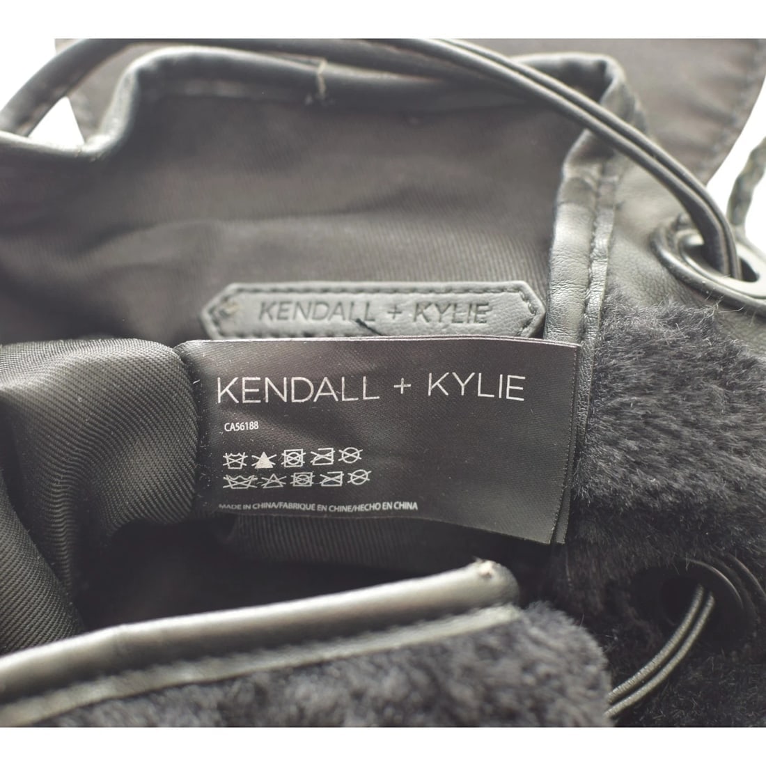 Kendall + Kylie Nikki mini backpack in black faux leather and faux fur - 16