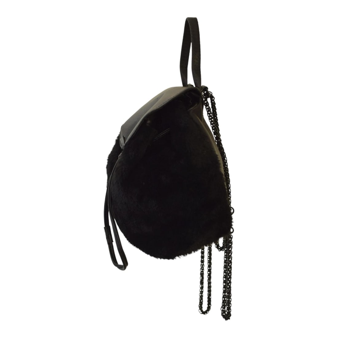 Kendall + Kylie Nikki mini backpack in black faux leather and faux fur - 3