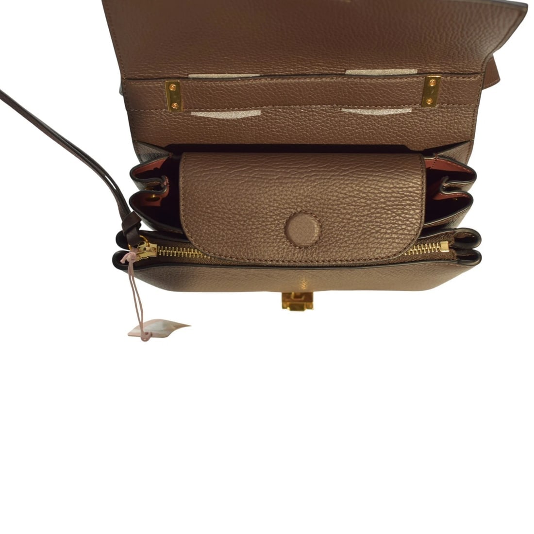 COCCINELLE Leather Crossbody Bag – Taupe Brown – Gold Hardware – Italian Leather - 15