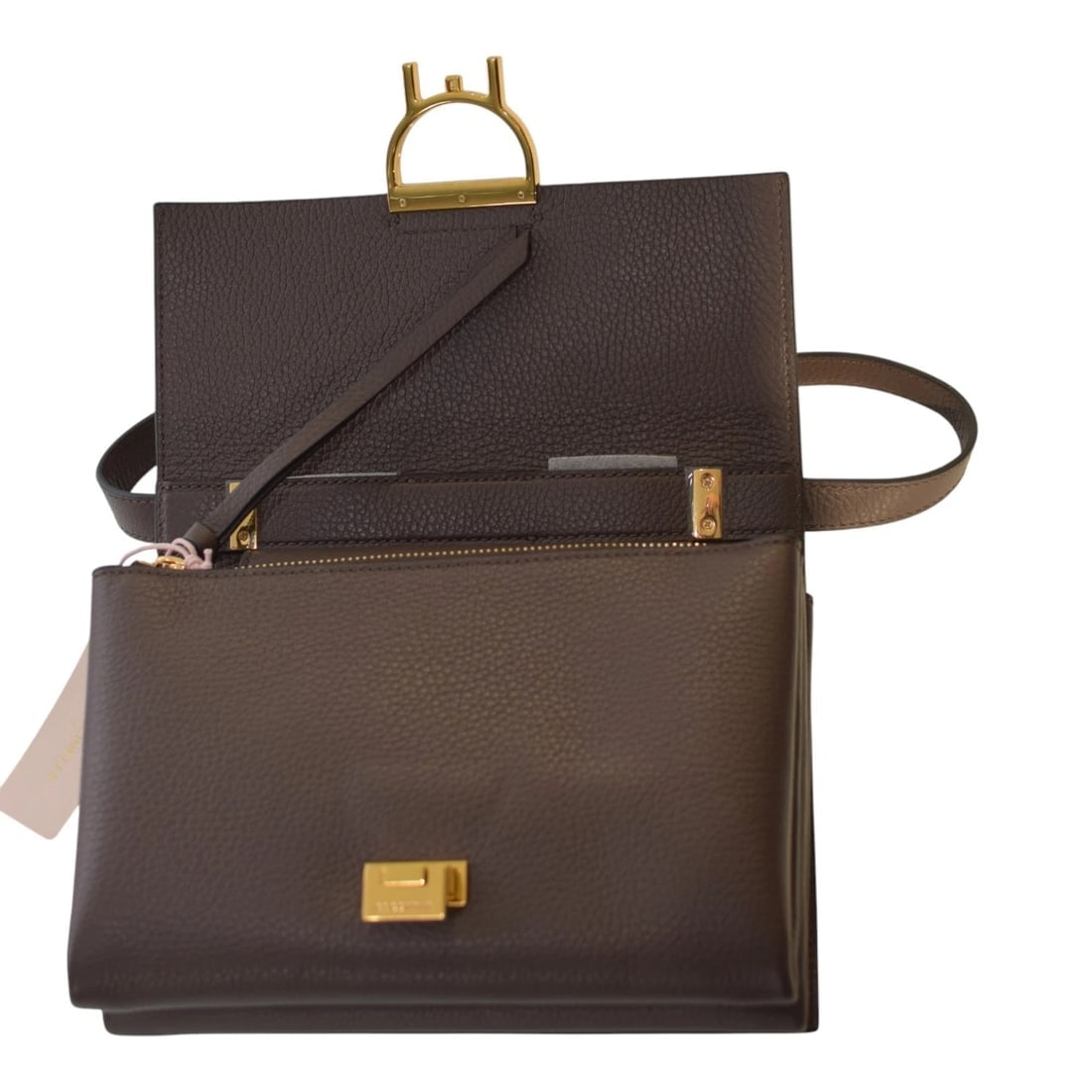 COCCINELLE Leather Crossbody Bag – Taupe Brown – Gold Hardware – Italian Leather - 16