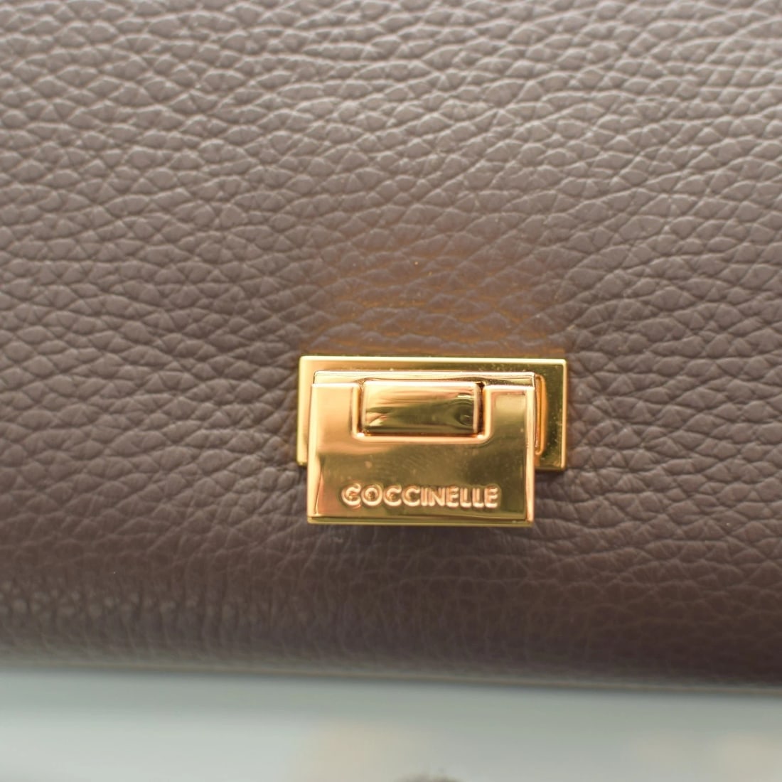 COCCINELLE Leather Crossbody Bag – Taupe Brown – Gold Hardware – Italian Leather - 17