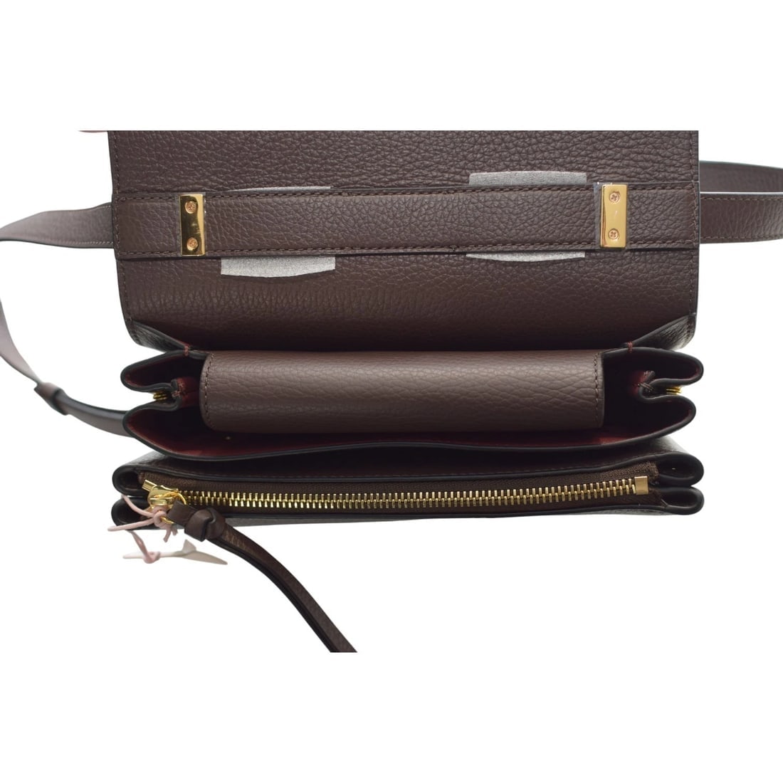 COCCINELLE Leather Crossbody Bag – Taupe Brown – Gold Hardware – Italian Leather - 18