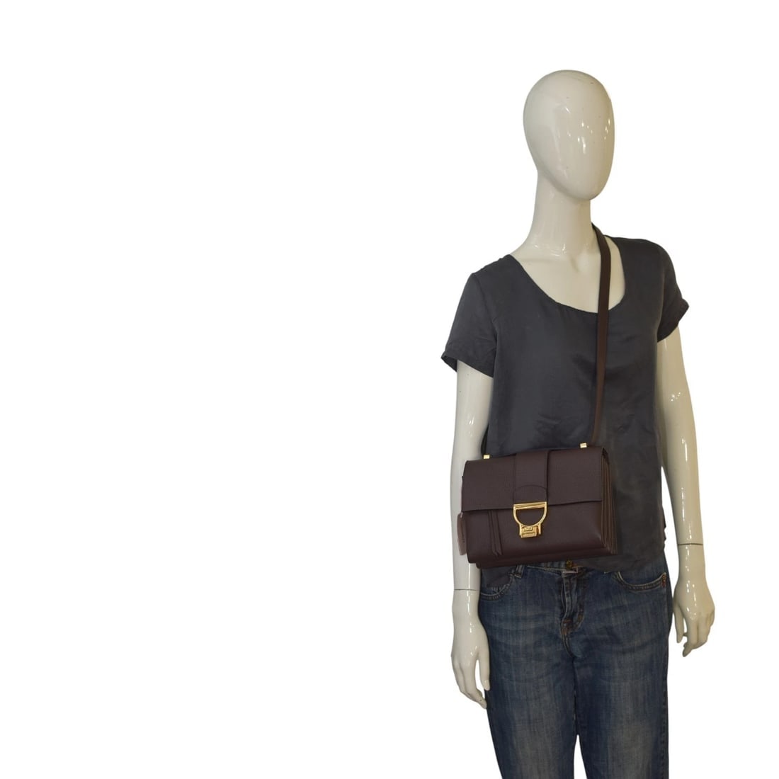 COCCINELLE Leather Crossbody Bag – Taupe Brown – Gold Hardware – Italian Leather - 2