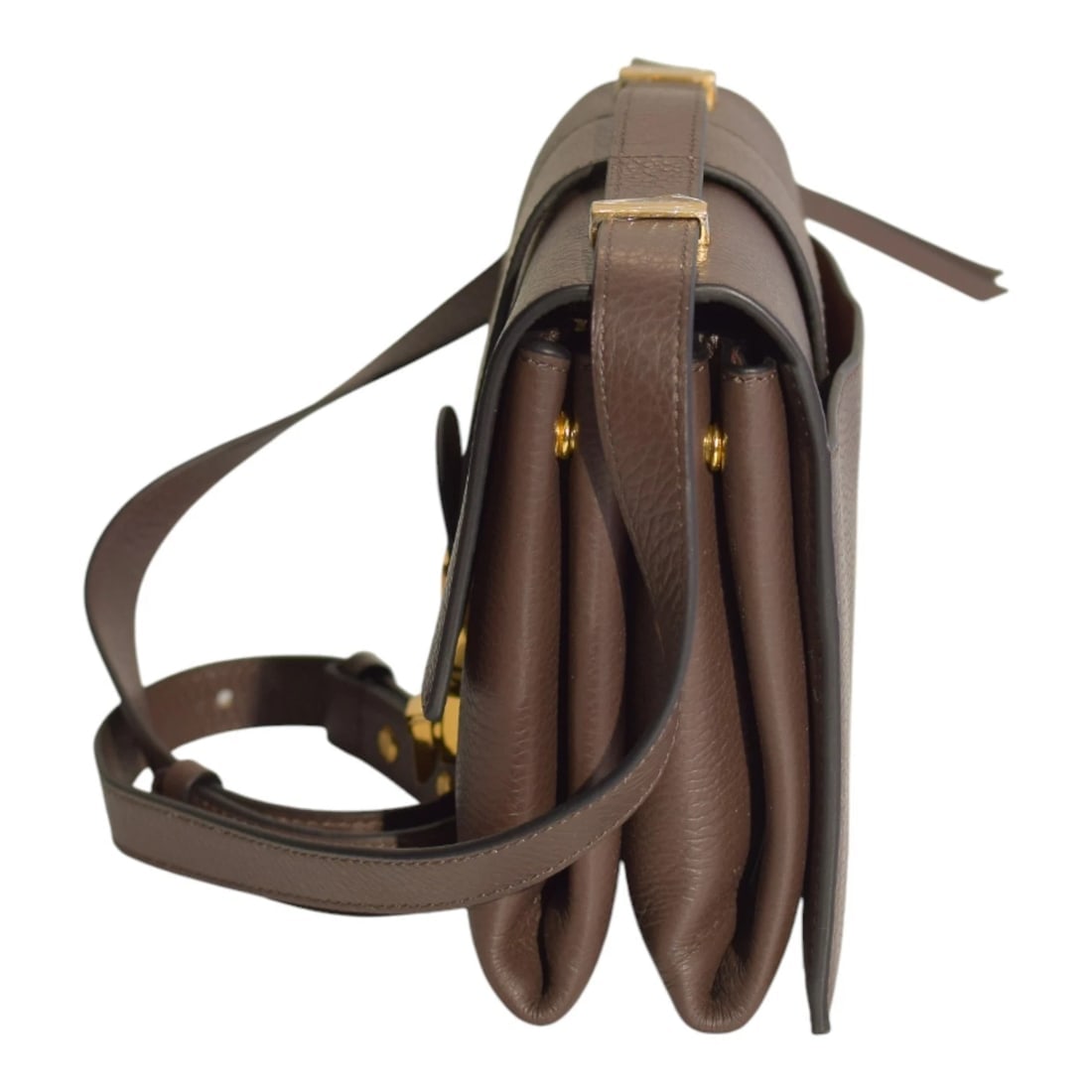 COCCINELLE Leather Crossbody Bag – Taupe Brown – Gold Hardware – Italian Leather - 6