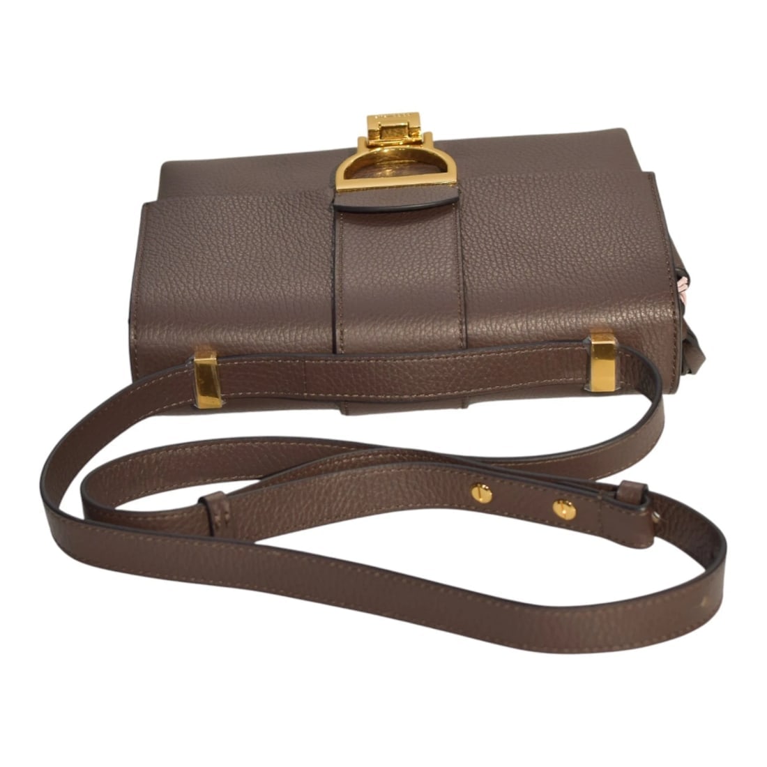 COCCINELLE Leather Crossbody Bag – Taupe Brown – Gold Hardware – Italian Leather - 7