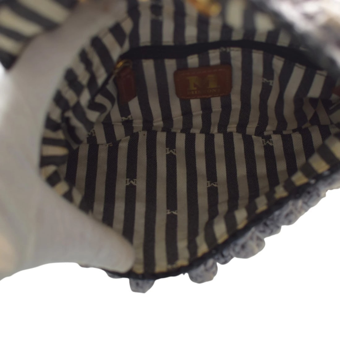 Missoni 3D Gray Wicker Crochet Medium Shoulder Bag Multicolor Resin Chain Strap - 11