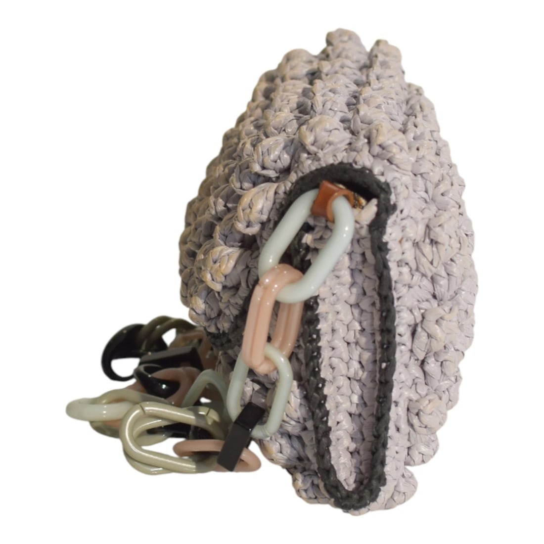 Missoni 3D Gray Wicker Crochet Medium Shoulder Bag Multicolor Resin Chain Strap - 4