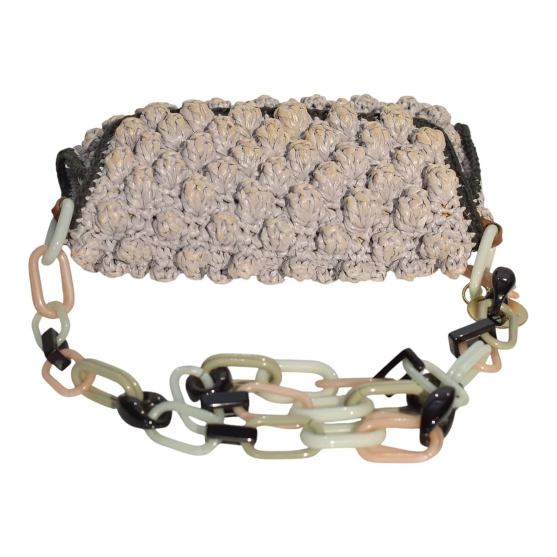 Missoni 3D Gray Wicker Crochet Medium Shoulder Bag Multicolor Resin Chain Strap - 5