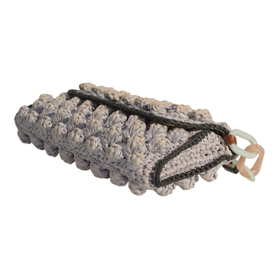 Missoni 3D Gray Wicker Crochet Medium Shoulder Bag Multicolor Resin Chain Strap - 7