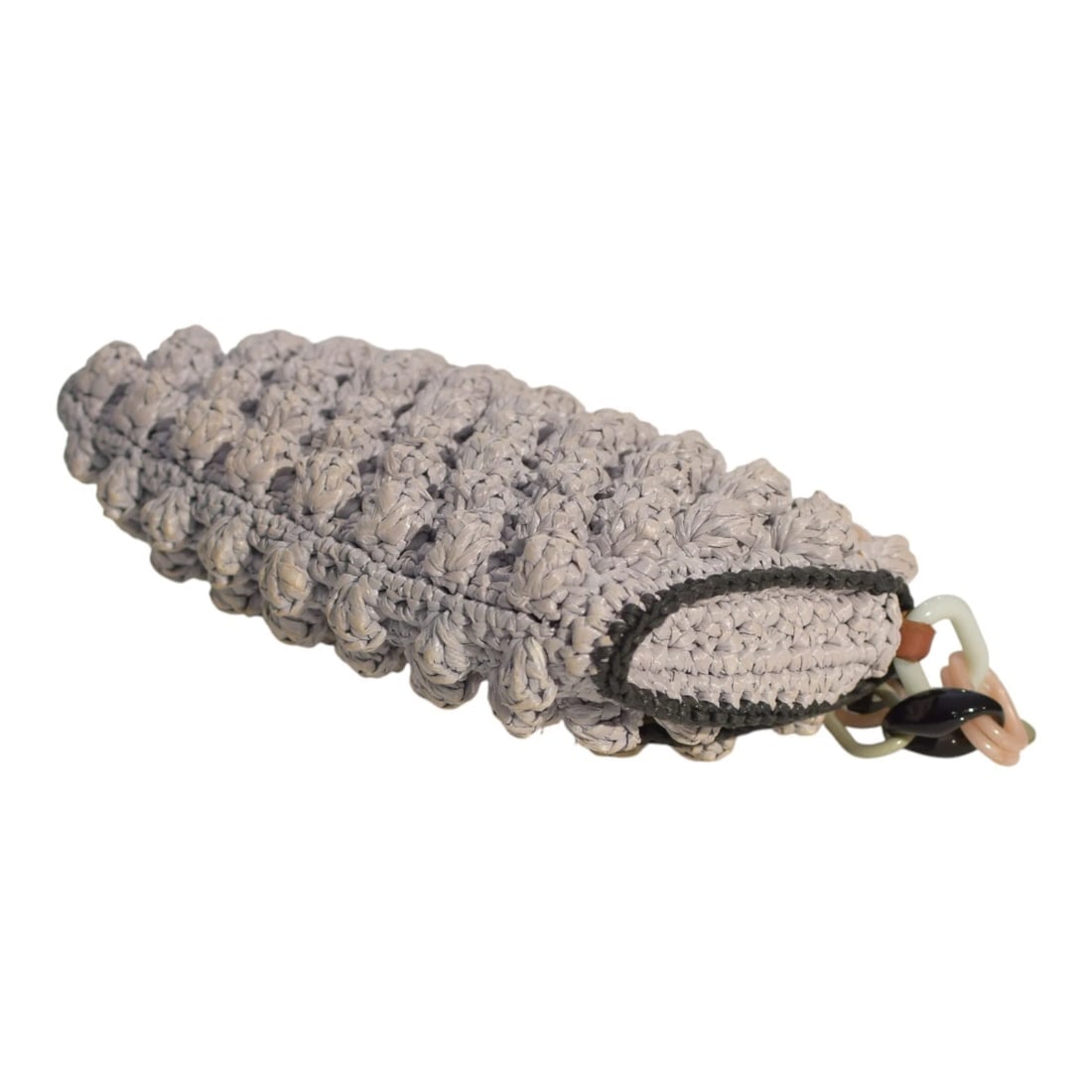 Missoni 3D Gray Wicker Crochet Medium Shoulder Bag Multicolor Resin Chain Strap - 8