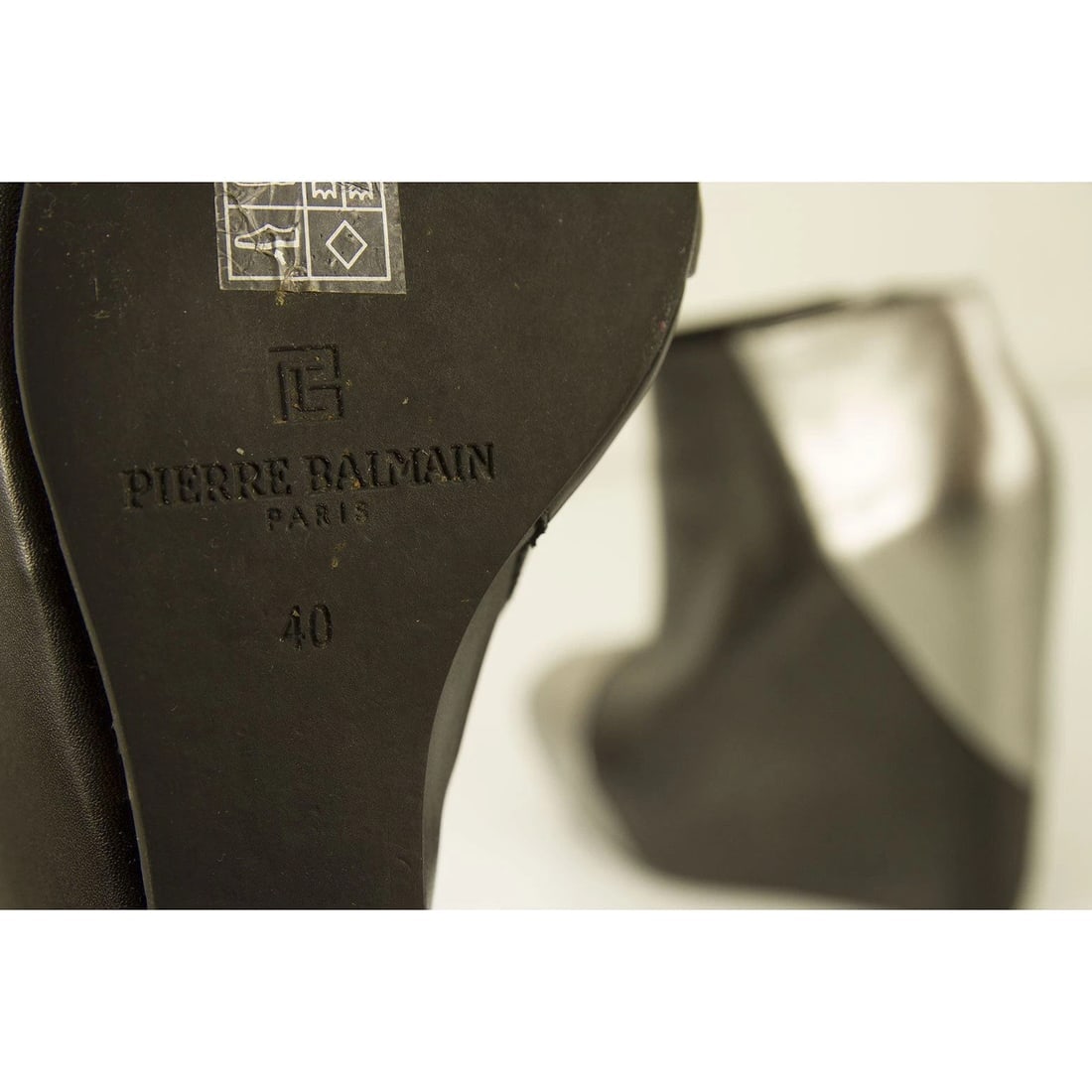 Pierre Balmain Black Leather & Silver Wedge platform Ankle Boot Booties Shoes 40 - 9