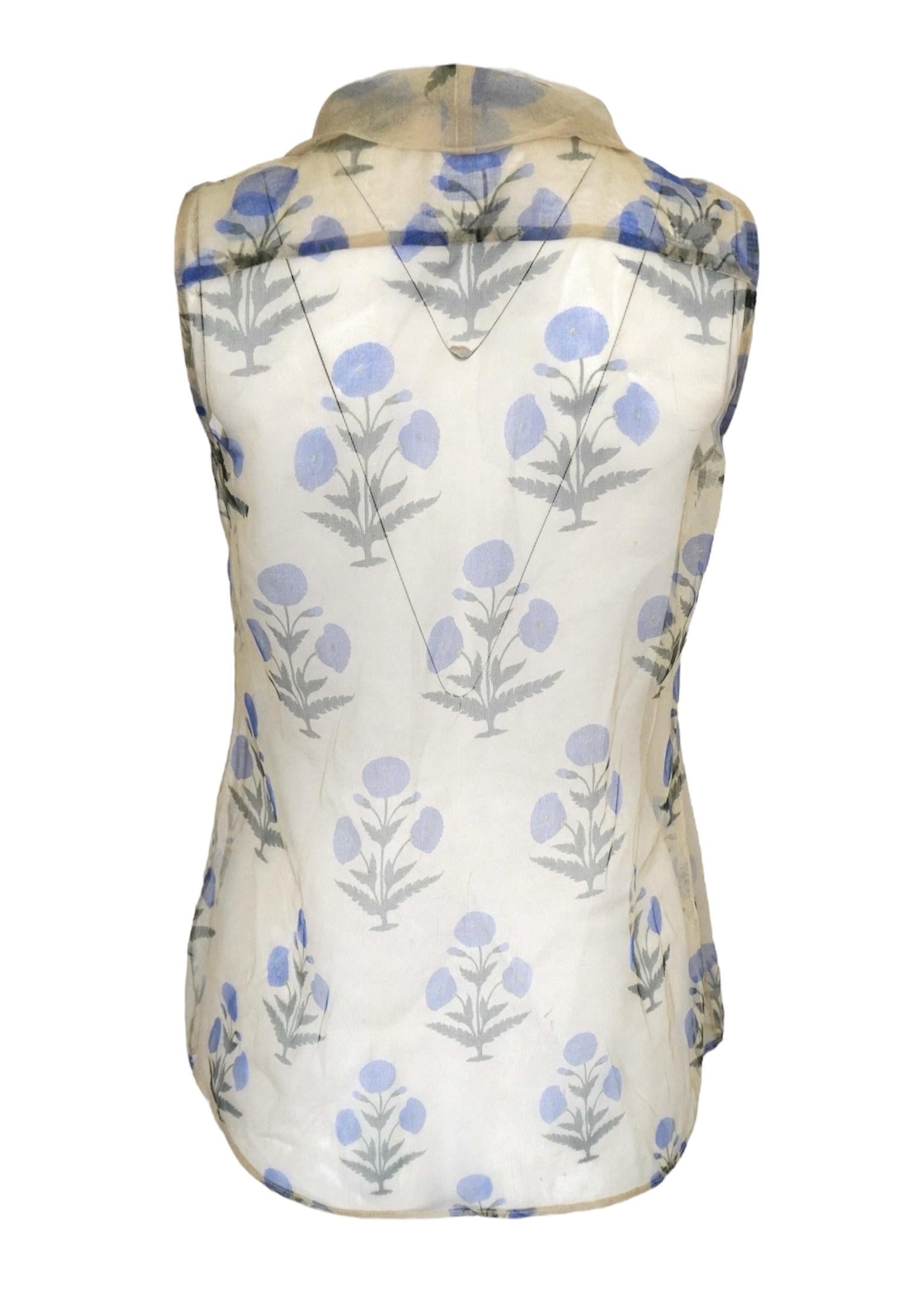 Oscar De La Renta Sheer Floral Sleeveless Blouse - 19