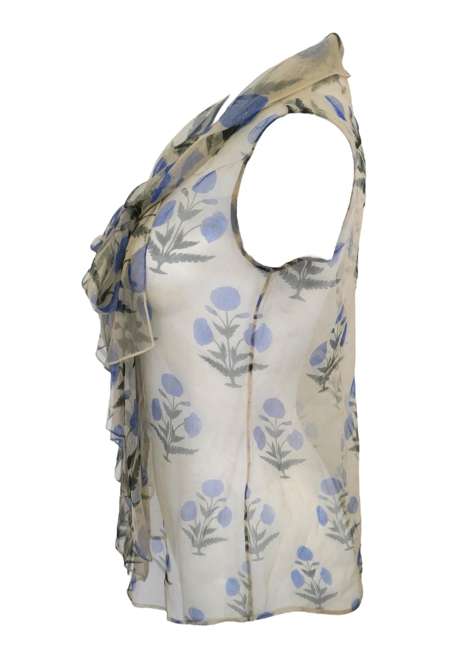 Oscar De La Renta Sheer Floral Sleeveless Blouse - 20