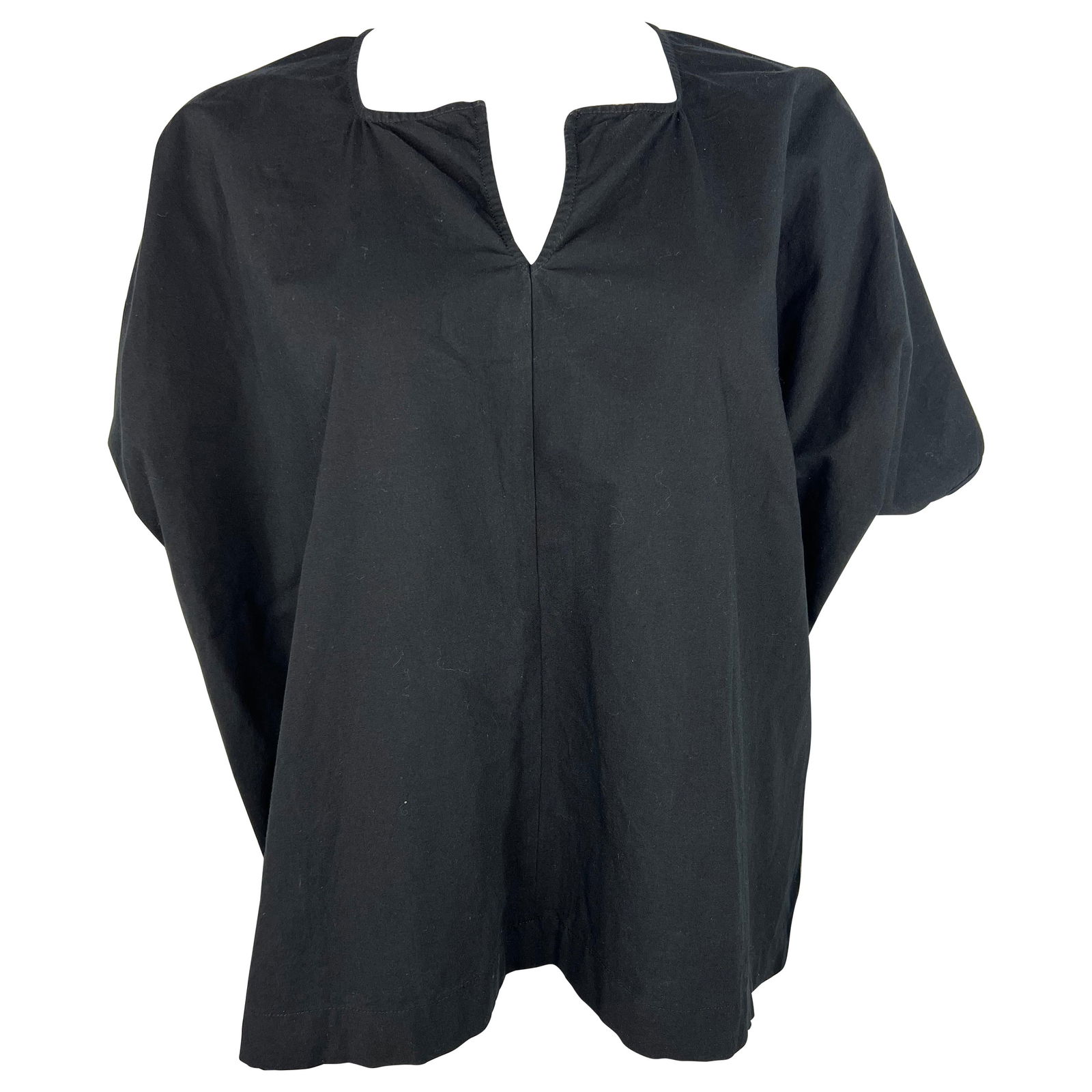 Smock Black Cotton Top Blouse - 14
