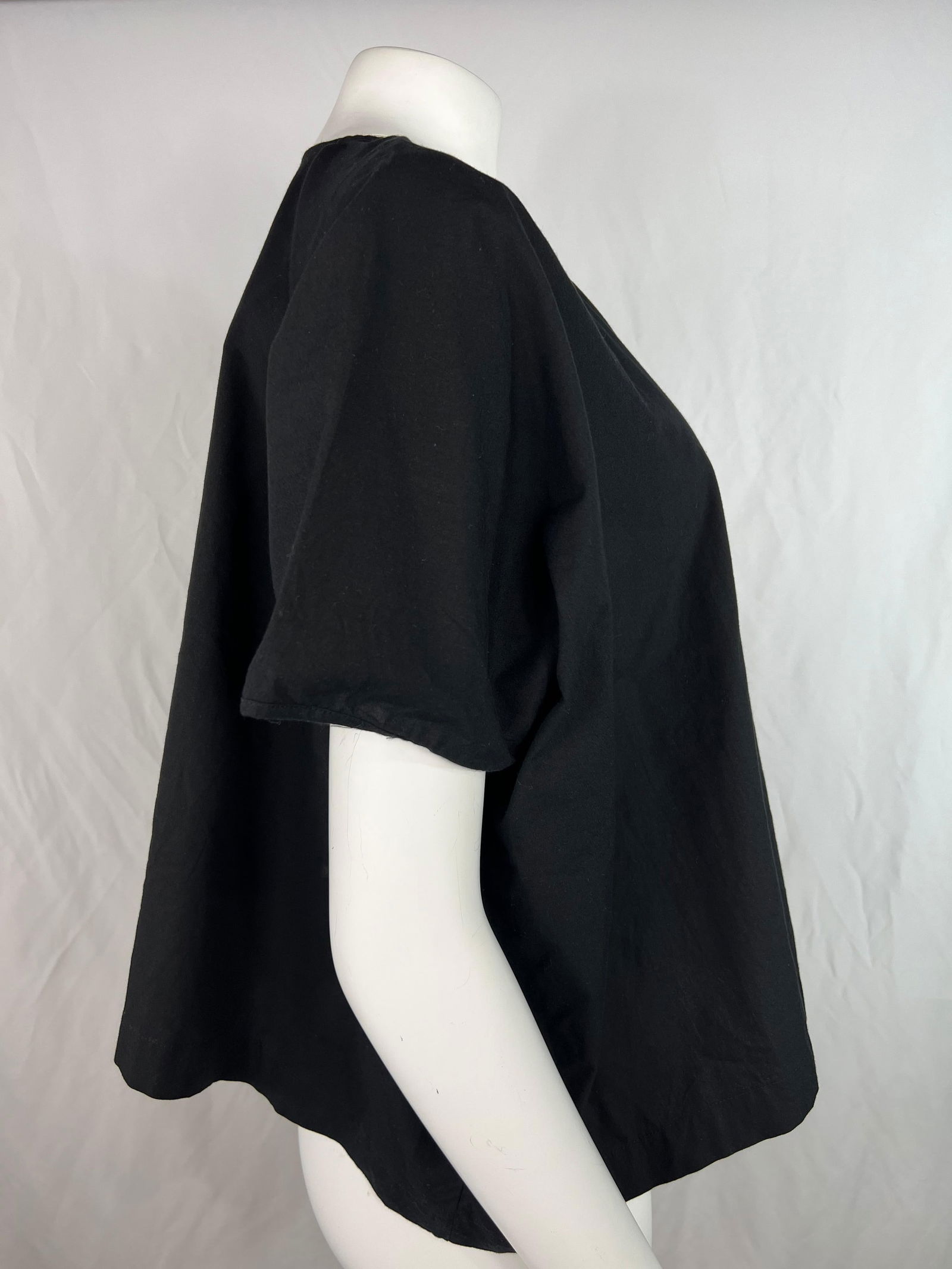 Smock Black Cotton Top Blouse - 8